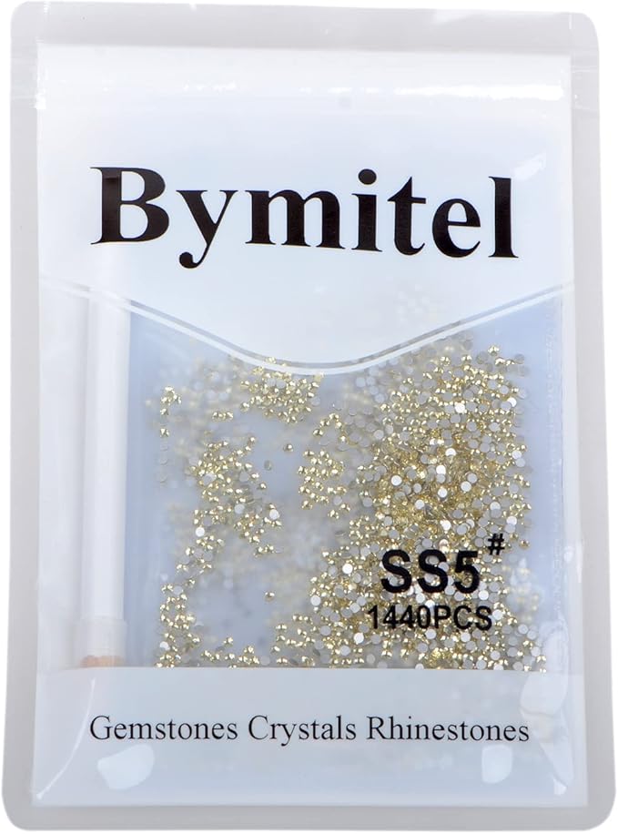 2880PCS Art Nail Rhinestones Non Hotfix Glue Fix Round Crystals Glass Flatback for DIY Jewelry Making with one Picking Pen (ss5 2880pcs, Jonquil)