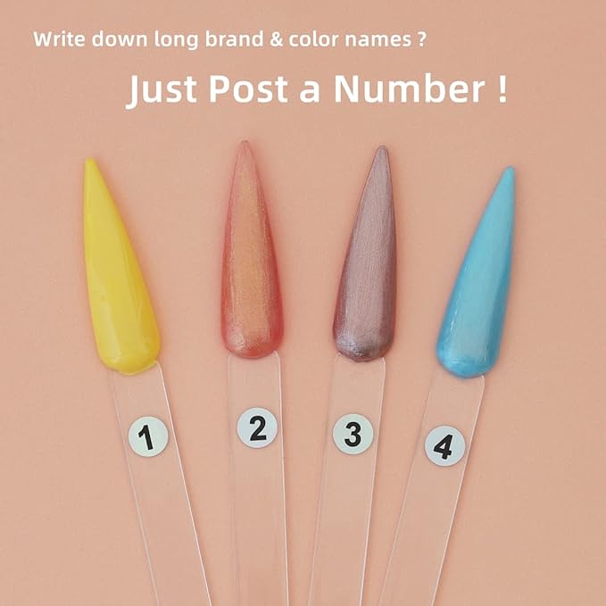200pcs Nail Swatch Sticks with Number Stickers Display Stiletto Tips Clear Sample Sticks Practice Tips for Nail Techs Salon