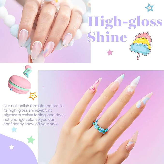 Beetles Pastel Gel Nail Polish - 6 Colors Macaron Pastel Easter Gel Polish Set Light Pink Blue Green Yellow Purple Nails Soft All Season Soak Off Uv Gel Manicure Nail Art Design DIY Home Salon