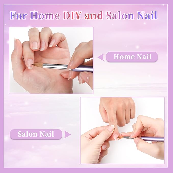 Acrylic Nail Brush Size 8, 100% Pure Kolinsky Nail Art Brush, Sturdy Handle Acrylic Powder Design Tools for Professional Manicure DIY Home Salon (8#)