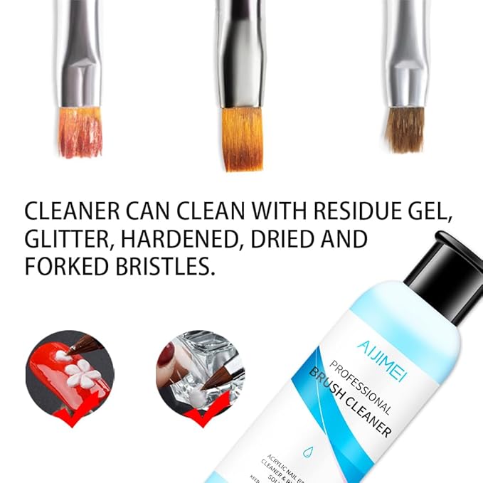 AIJIMEI Acrylic Nail Brush Cleaner - Liquid Paint Brush Cleaner for Acrylic Powder Gel Polish Brush Nails Artists 250ml/8.5 FL.OZ