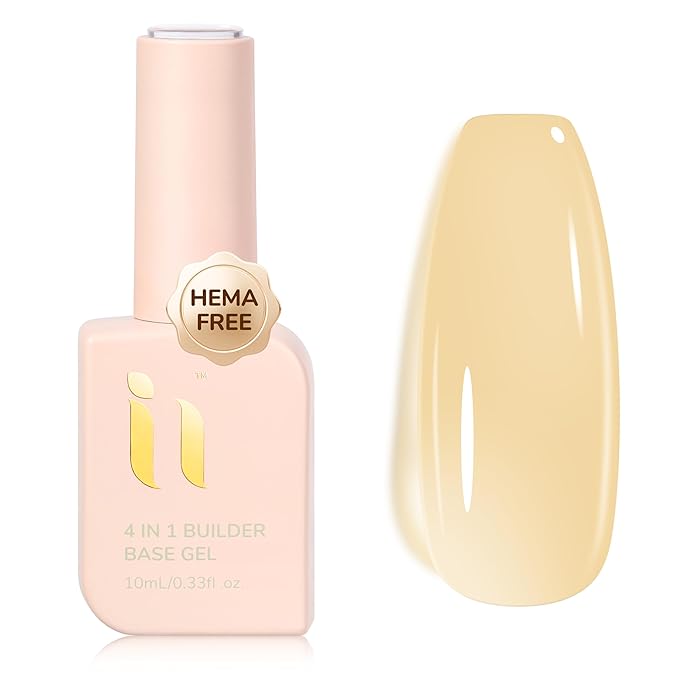 Hema Free Rubber Builder Base Gel, TPO Free Soak Off Structure Gel for Nails, Shine Finish for Nail Strengthener Thickening & Repair