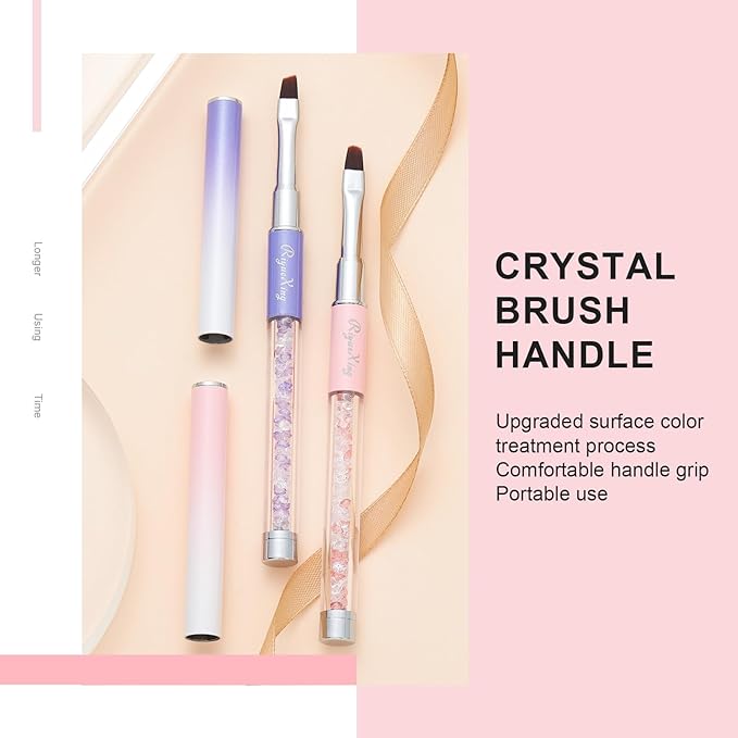 2PCS Nail Art Clean Up Brushes - Flat/Angled Nail Brushes for Cleaning Polish Mistakes on the Cuticles, Brushes for Nail Art and Designs Painting DIY