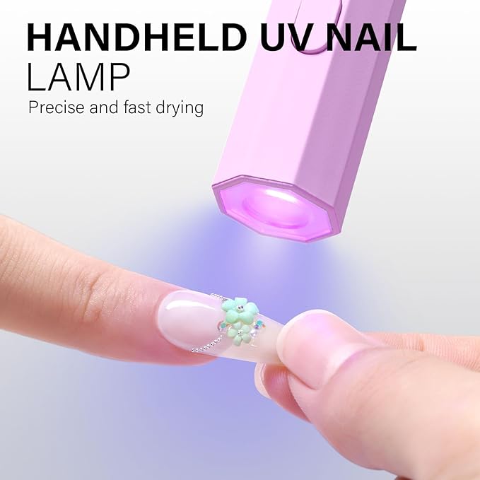 AILLSA Mini UV Light for Nails Handheld LED Nail Lamp Small Gel Nail Lamp Portable Fast Drying Cordless for Valentine's Day Gift (Purple)