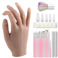 Silicone Practice Hand for Acrylic Nails, Soft Flexible Fake Hand Practice Nail Acrylic Technician Fake Nail Mannequin Hand with 100PCS False Nail Tips, Nail Art Beginner Kit Training Tools