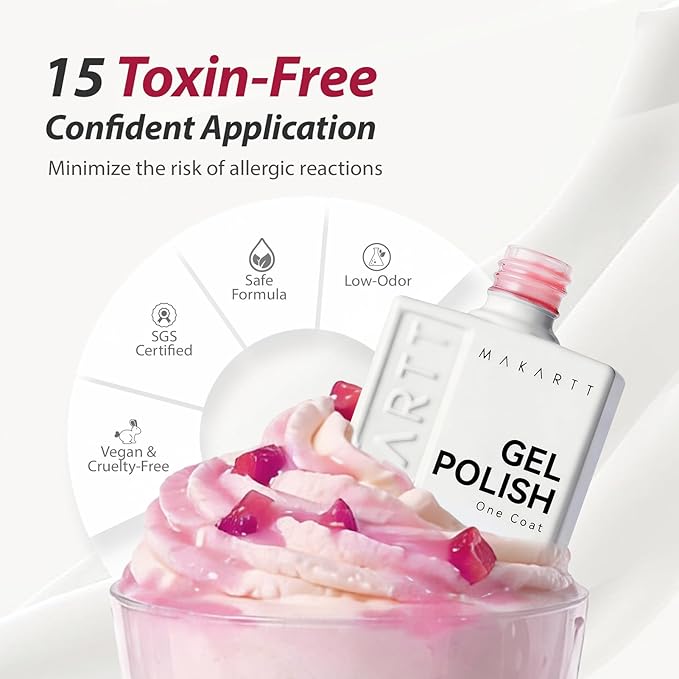 Makartt Jelly White Pink Nude Gel Nail Polish Set 15ml One N'Done 6 Colors Sheer Transparent Gel Polish Kit Salon-Grade UV Nail Art Manicure DIY Salon Home - Peachy Pink