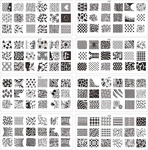 Mix Design Nail Art Stamping Stamp Plates with Template Holder Set Manicure Tools Nail Art Templates Stencils Set（21Pcs Set with Case