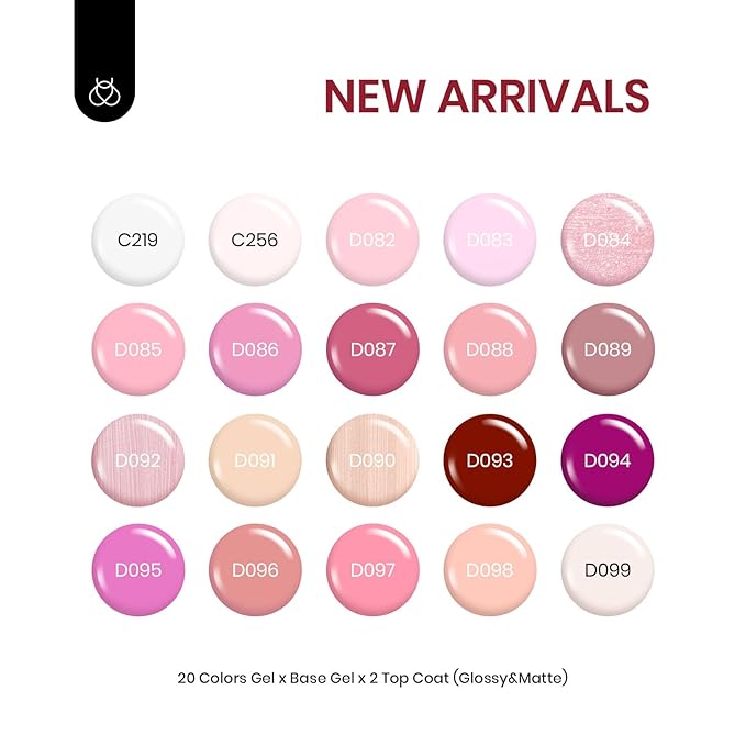 Beetles Pink Gel Polish Set– 20 Colors Dare to Bare Gel Polish Set Hot Pink Nude Pink White Glitter Soak off Uv Led Manicure Kit with 3Pcs Base&Top Coat for DIY Manicure Spring Gift for Women