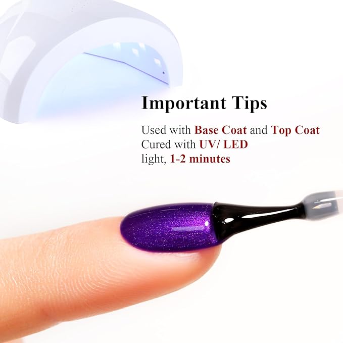 Pearl Gel Nail Polish,Deep Purple Glitter Gel Polish Soak off LED UV Sparkle Shimmer Gels Glitter Nail Polish Fall Winter for Art DIY Manicure 15ML