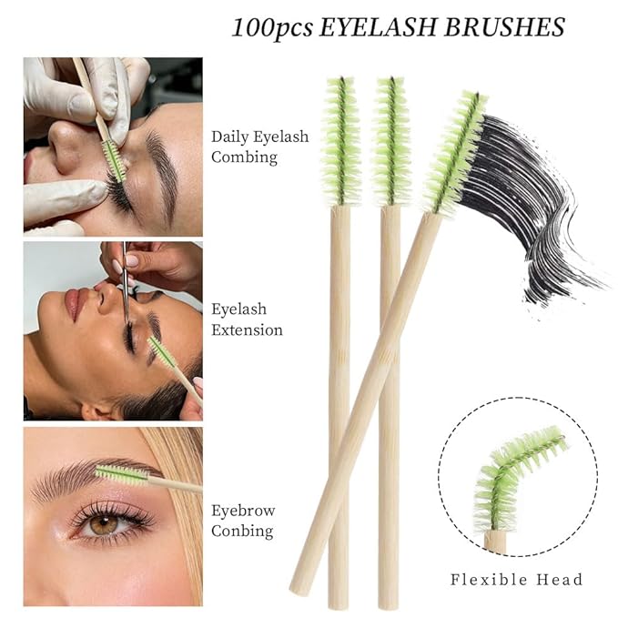 300 Pack Disposable Spoolies Brushes Sets Mascara Wand Lip Brushes Cotton Swab for Eyebrow Eyelash Extension Tattoo Lipstick Applicator