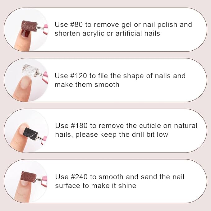 Rolybag Sanding Bands for Nail Drill Nail Sanding Bands Professional Sanding bit Nails 400 Pieces 4 Color Coarse Fine Grit Efile Sand Set 80#120#180#240# 2 Pieces Nail Drill Bits