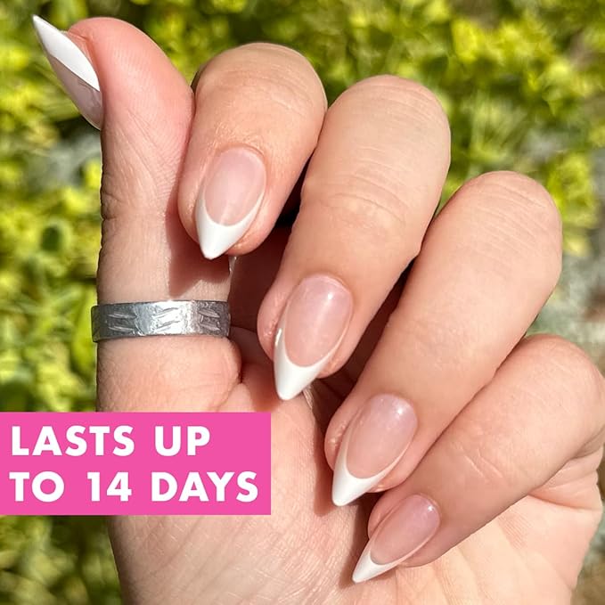 Olive & June Maximalist Instant Mani Press-On Nails (Glue) | 42 Fake Nails, 21 Sizes | Non-Toxic, Long-Lasting Big, Bold Gorgeous Realistic Look | Salon-Quality | Medium, Stiletto | Sharp French