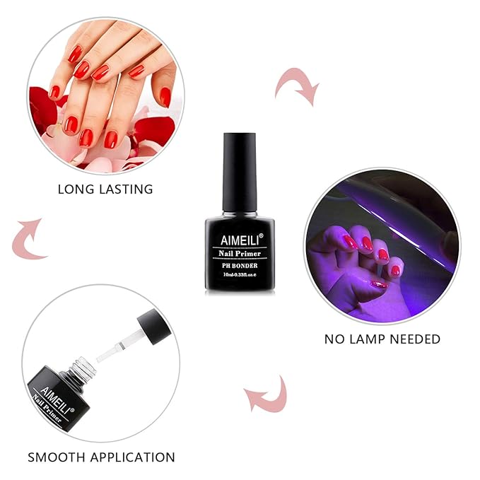 AIMEILI Nail Prep Bond Primer, U V LED Gel Foundation for Acrylic Powder and Builder Nail Gel