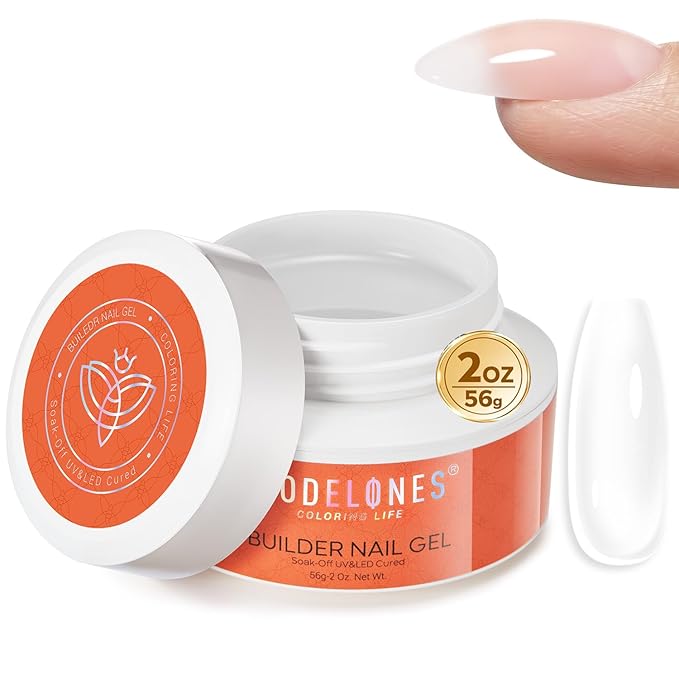 modelones Builder Nail Gel, 10-in-One Builder Clear Hard Gel 2oz, High Thickness for Extension Apex Building Sculpting Overlays Home Salon LED Cured