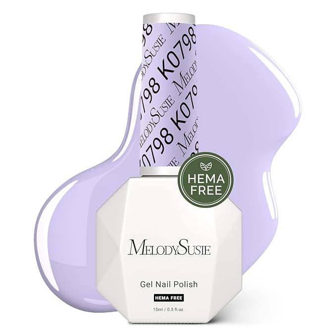 MelodySusie Hema Free Gel Nail Polish, 0.5 Fl Oz Thick Light Lavender Purple Gel Polish, Non-Toxic, Long Lasting, Soak Off UV Nail Polish, Manicure Nail Design Salon DIY Nail Art at Home K0798