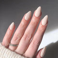 Press on Nails Short Almond Fake Nails Nude Pink False Nails Acrylic Glossy Full Cover Glue on Nails Press ons Cute Artificial Stick on Nails for Women Manicure 24 Pcs