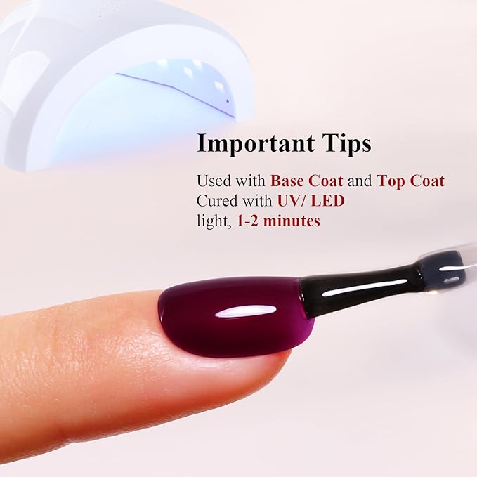 Gel Polish, 0.5 Fl Oz Burgundy Red Gel Nail Polish Autumn Winter Soak Off LED UV Gel Nail Polish Starter Manicure Salon DIY Nail Gel Polish