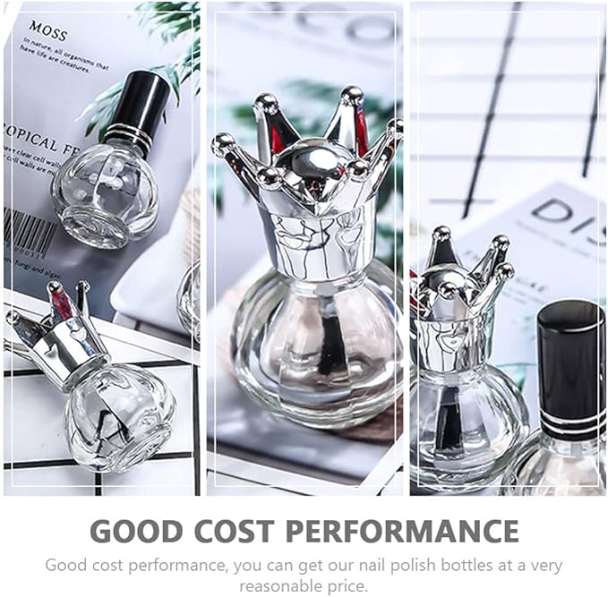 Beaupretty Glass Containers 6Pcs Empty Nail Polish Bottles Nail Container Nail Polish Dispensers with Brush Nail Art Supplies Nail Polish Holder