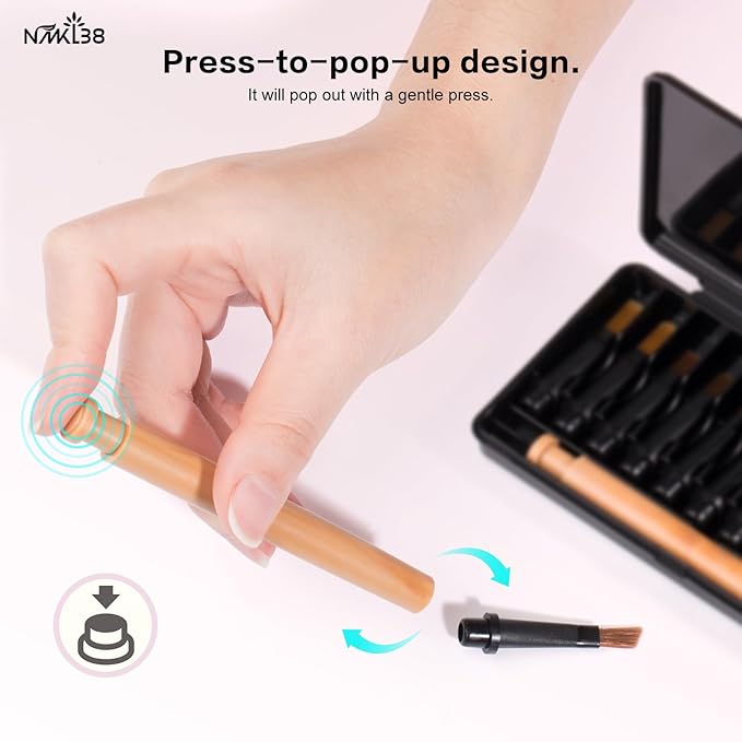 NMKL38 12 Pcs Replacement Nail Drawing Pen, Nail Art Painting Pen Brush Acrylic Round Flat Painting Drawing Liner Nail Tools