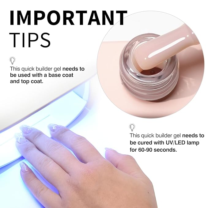 CANNI Quick Nail Builder Gel for Nails – 9ML Nude Soak-Off Nail Strengthening Gel for Apex Building DIY UV LED Manicure