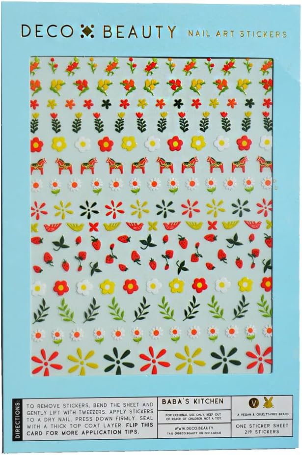 Deco Beauty Baba's Kitchen - Super Thin & Easy-to-Apply Nail Art with the Cutest Designs -Durable & Long-Lasting Nail Art Stickers and Decals for Women, for DIY At-Home Manicures & Salon-Quality Nails