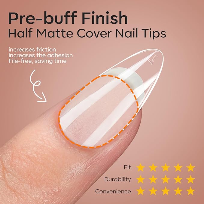 modelones Short Almond Gel Nail Tips Kit, 9-in-One Nail Glue with Portable U V Lamp 216Pcs 12Sizes Pre-Etched Press ons Fake Acrylic Extension Kit DIY Salon Gift for Women
