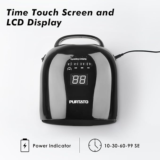 Professional Rechargeable UV LED Nail Lamp 52 Red Light Beads and 18000mAH Battery Nail Dryer JC22 (Black)