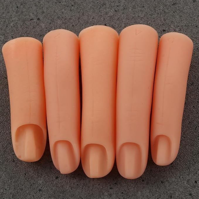 5Pcs Silicone Practice Fingers,Fake Nail Training Finger Soft Realistic Joint Nail Practice Fingers Manicure False Fingers for Hand Nail Art Training Display Tools