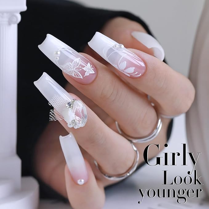 Double Rhythm 2 Pcs 15ml UV Gel Polish Set Pure White And Black Color Gel Nail Polish Kit Nail Art Salon DIY (White and Milky White-A1075+A1093)