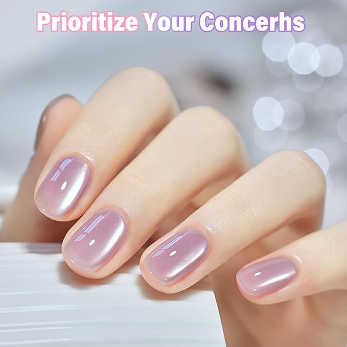 EBANKU Cat Eye Gel Polish Set Same Color Same Bottle, 6Pcs 0.5Oz Holographic Nude Pink Red Blue Magnetic Gel Nail Polish Kit, Soak Off UV Gel Cat Eye for Manicure Salon DIY at Home