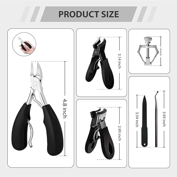 6Pcs Ingrown Toenail Removal Kit, Pedicure Tools for Feet with Fingernail & Toenail Clippers, Professional Nail Cutter Set for Thick Nails, Manicure & Nail Care Tools for Men & Women