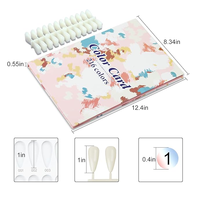 216 Nail Colors Book,Nail Color Display Book with 240 Nail Tips & 1-300 Number Labels,Professional Nail Color Swatches Book for Nail Polish Nails Art Design(Pink)