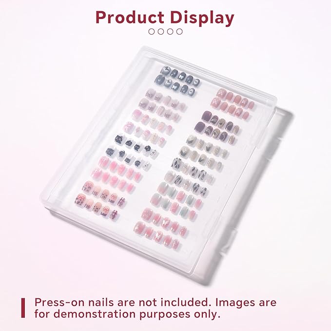 KADS Clear Press On Nails Storage Box Empty Press On Flase Nails Packageing Case Display Chart with Double Side Adhensive Tape (Box)