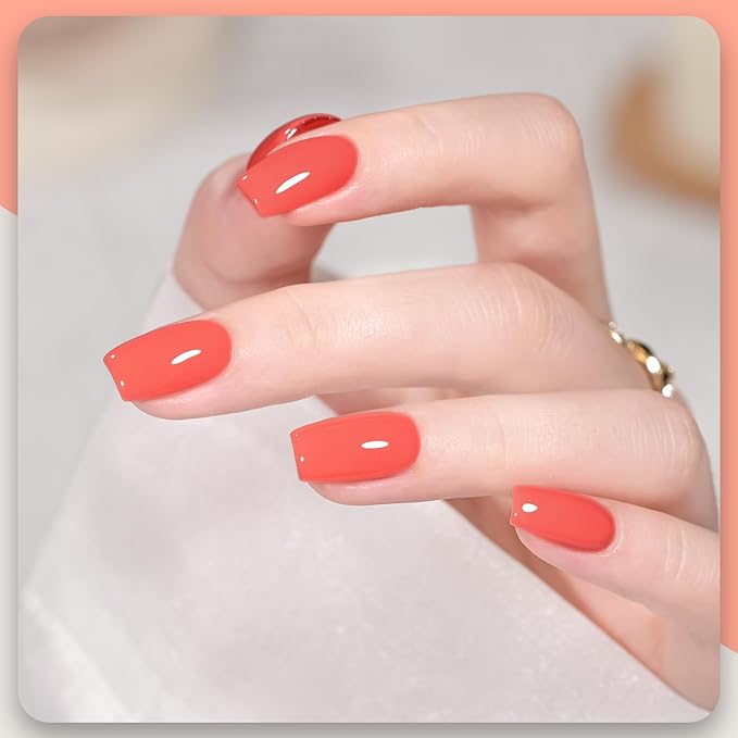 GAOY Orange Gel Nail Polish, 16ml Soak Off Gel Polish, UV Light Cure for Nail Art DIY Manicure at Home, 2446 Coral Orange