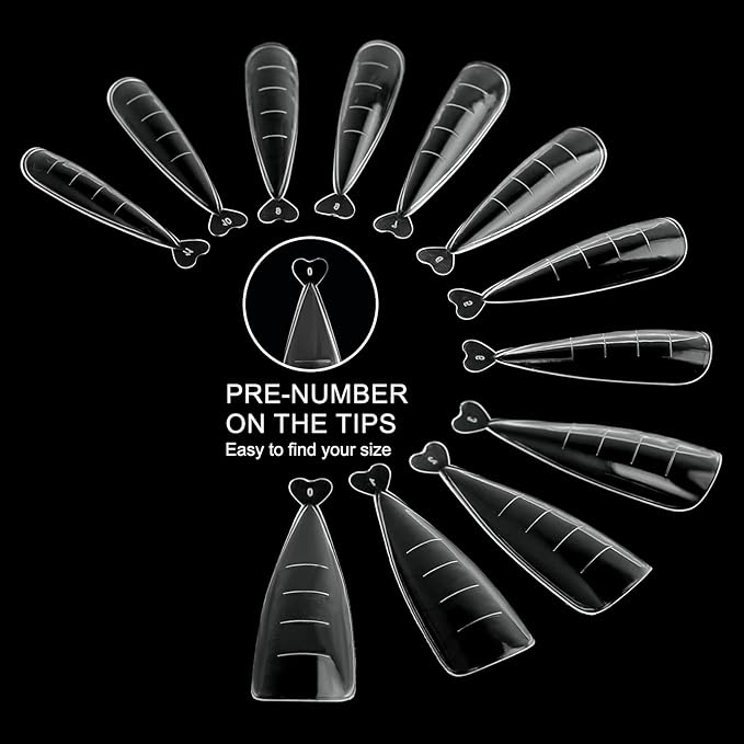 120Pcs Dual Nail Forms, Flat Stiletto Extension Poly Gel Molds - 12 Sizes Full Cover Reusable for Solid Gel, Glue Art Design - Salon & DIY
