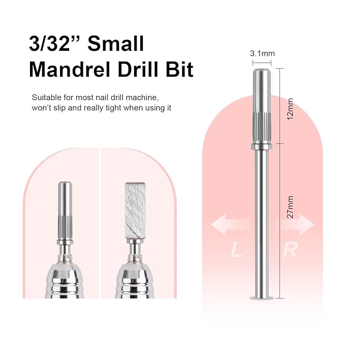 Rolybag 100pcs Small Sanding Bands Nail Drill Bits 180 Fine Grit Nail File Sanding Bands with 3.1mm Mandrel Bit for Acrylic Nails Gel Removing Shaping Professional Manicures and Pedicure, Zebra