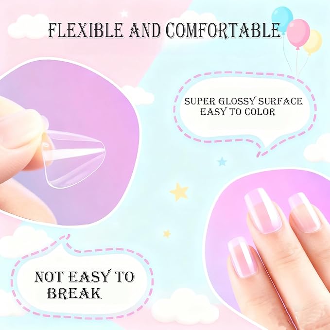 360Pcs Kid Nail Tips,Soft Gel Nail Tips Pre-Shaped Press On Nails For Kids,Clear Acrylic Half Matte Full Cover Fake Nail For Kids DIY Extension & Salon Use12 Sizes For 8-12 Years