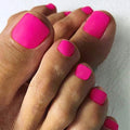 Hot Pink Press on Toenails Matte Short Fake Toe Nails Acrylic False Toesnail Square Cute Pressons Toenail Artificial Beach Full Cover Feet Nail for Women 24 Pcs (Hot Pink)