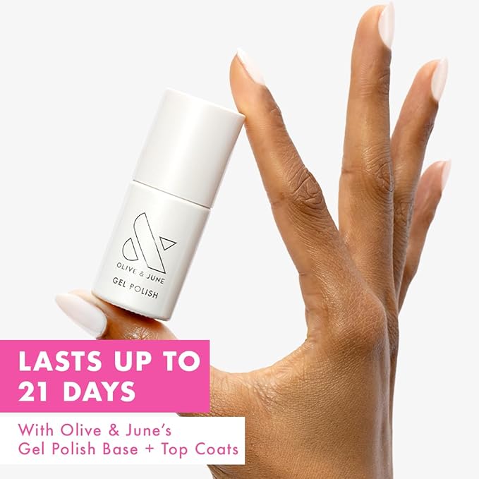 Olive & June Gel Polish | Valentine's Day | UV LED Nail Lamp Needed | Long Lasting Formula | Up to 21 Days of Wear | Damage-Free Removal | Salon-Quality Manicure, Pedicure | Atlas | Pearly White