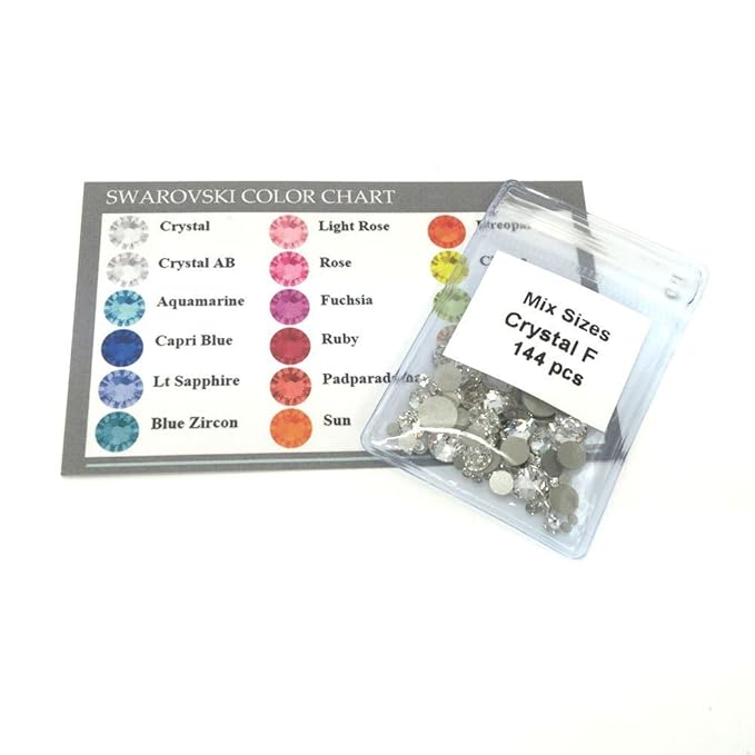 SWAROVSKI CRYSTAL PARADISE SHINE (001 PARSH) 144 pcs 2058/2088 Crystal Flatbacks rhinestones nail art mixed with Sizes ss5, ss7, ss9, ss12, ss16, ss20, ss30