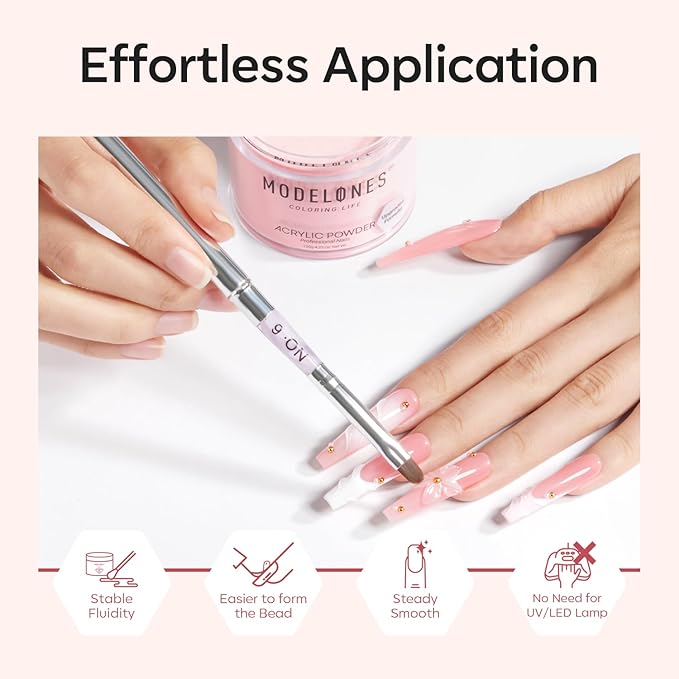 Modelones Acrylic Powder, 4.23oz Upgraded Cover Pink Nail Acrylic Powder for Nail Art 3D Carving French Nails Extensions, Non-Yellowing, Valentines Day Gifts for Women