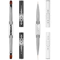 2Pcs Dual-ended Nail Design Brushes Rhinestone Handle UV Gel Nail Brush Set Professional Nail Art Tools