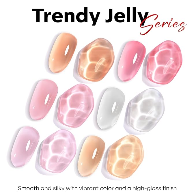 modelones Red Jelly Gel Nail Polish Translucent Gel Polish Red Neutral Sheer Nails Soak Off LED Nail Lamp Manicure Salon Gift 15 ML