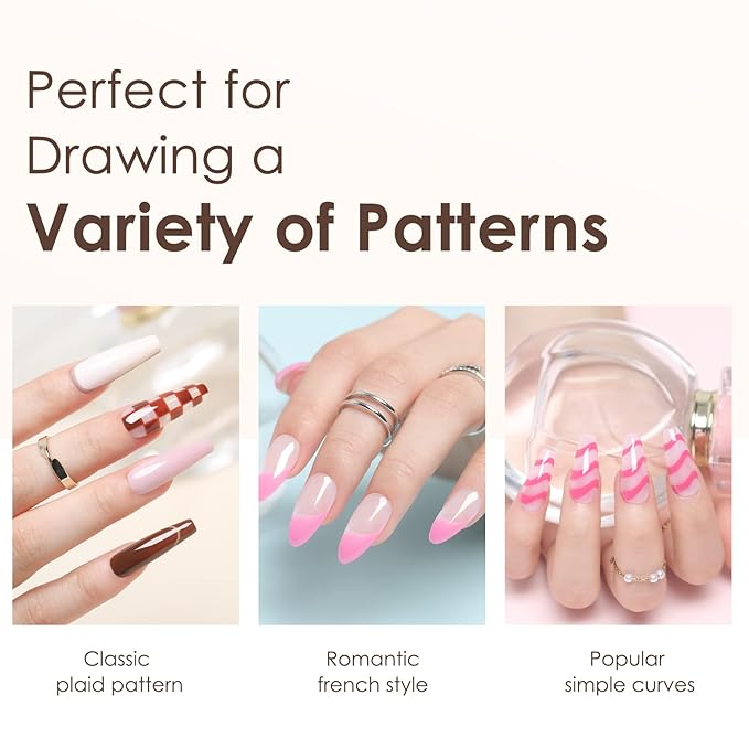 Modelones Nail Art Brushes, Thin Liner Brushes 5Pcs Set for Nail Art Gel Polish Painting Designs with Hexagonal Shape Easy Hold 5/7/9/11/20mm
