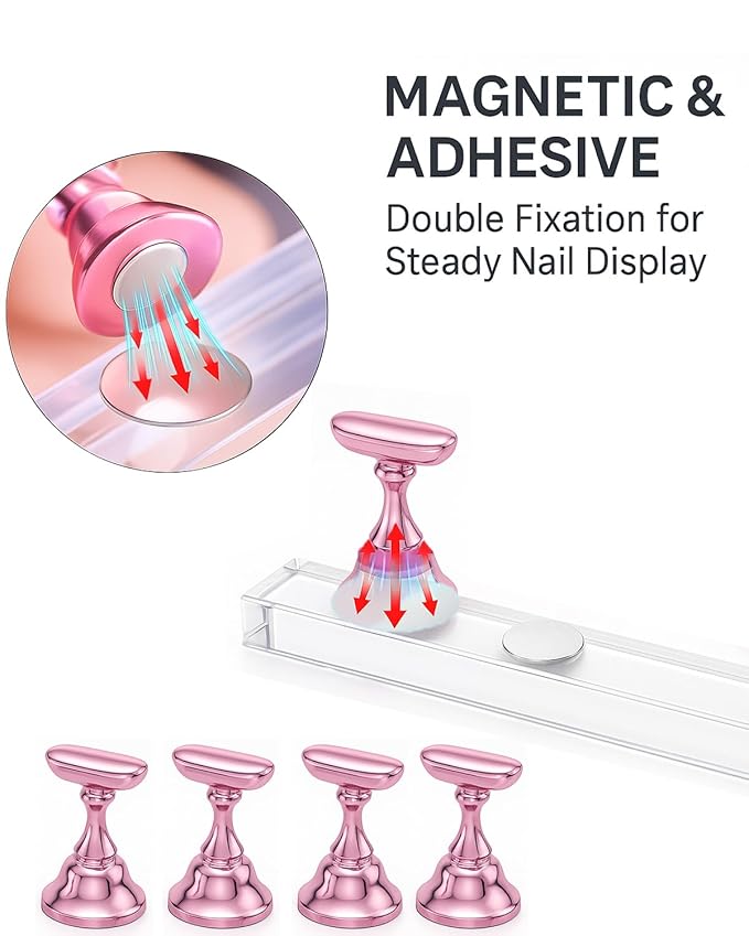 Nail Stand Set for Nail Art Practice & Display - Complete Acrylic Nail Holder Kit with Bonus Tweezers & Double-Sided Tape, False Nail & Press On Nail Practice Stand for Home DIY, Salon Use