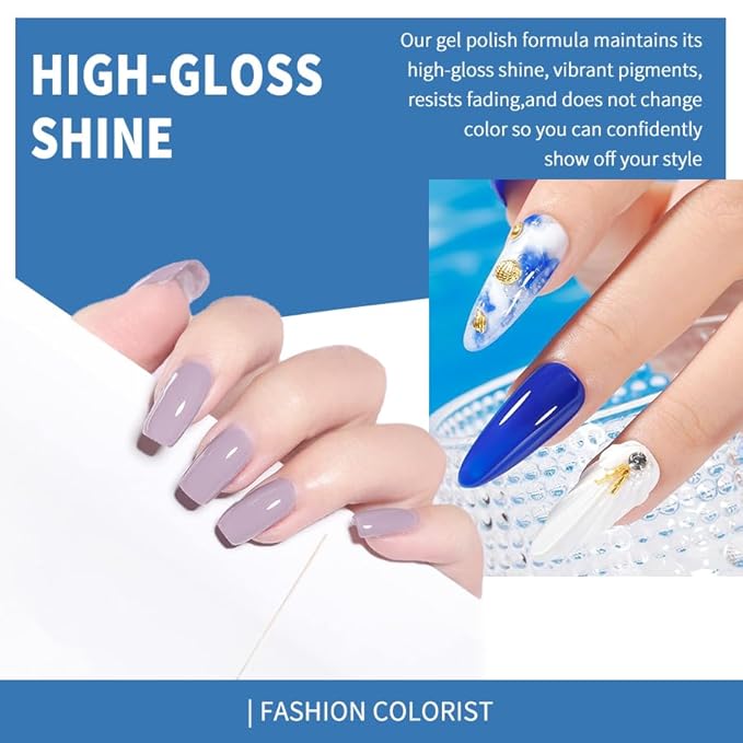 JR Nail Gel Polish 9pcs 15ml Set Blue Winter Serise Gel Polish Kit UV LED Soak Off Polish Nail Art Manicure Salon Diy Home Gift I