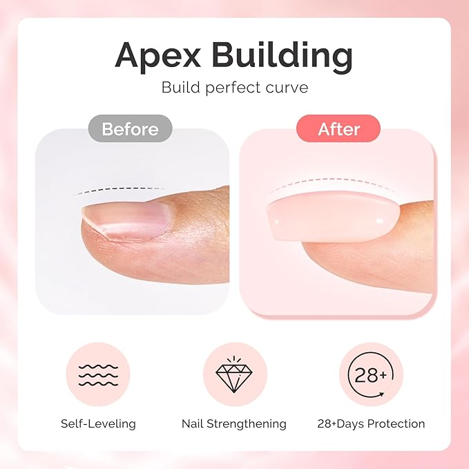 MelodySusie 2PCS 15ML 018 Nude Builder Nail Base Gel for Nails Thickening,Soak Off UV Extension Gel,Rhinestone Glue in a Bottle for Nail Art Design Gift for Women DIY Manicure at Home