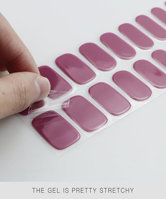 JMEOWIO Gel Nail Stickers Purple Semi Cured Gel Nail Strips Wraps UV/LED Nails Art Design Decoration Accessories