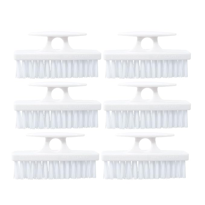 Superio Nail Brush for Cleaning Fingernails, Nail Scrubber Brush, Toe Foot Hands Fingernail Brush Cleaner- Small Scrub Brush- All-Purpose Stiff Cleaning Brush for Home, Kitchen, Work, (6, White)