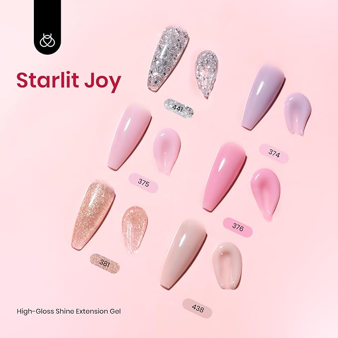 Beetles Poly Extension Gel Nail Kit 6 Colors Poly Nail Gel With Mini Nail Lamp Pink Nude Purple Poly Nail Gel Starter Kit for Beginner Nail Thickening Solutions DIY Home Salon Gift for Women Girls